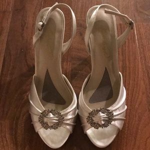 White wedding shoes from David’s Bridal.